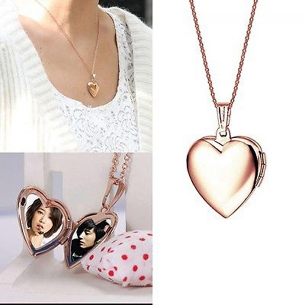 Fashion Lover Chain Jewelry Heart Shaped Pendant Photo Picture Locket Necklace