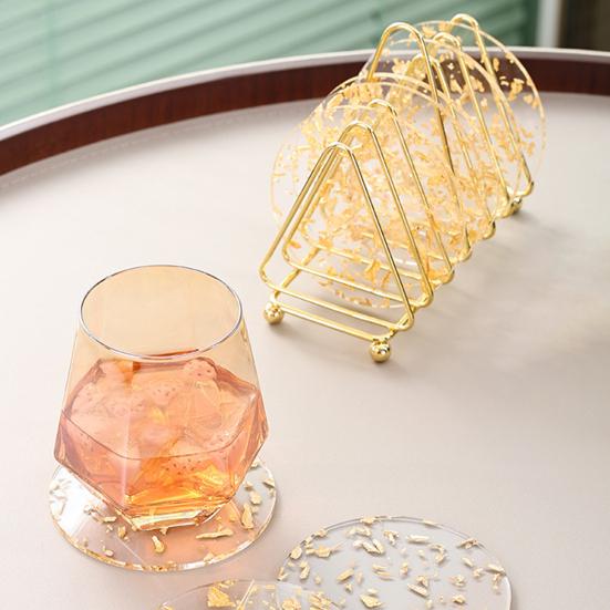 Yousheng Creative Gold Foil Decor Подставка для чашки Красивый более утолщенный акриловый коврик для чашки Кухонные принадлежности
