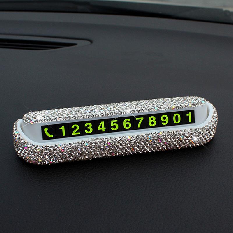 Креативная корона стразы временная парковочная карта для автомобиля карточка с номером телефона табличка с номером телефона хрустальный цветок наклейки на автомобиль