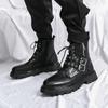 Fashion NEW Luxury Brand Black Men's Chelsea Boots Gothic Biker Boots Men's Casual Leather Outdoor Shoes Ankle Boots for Men MO-51382