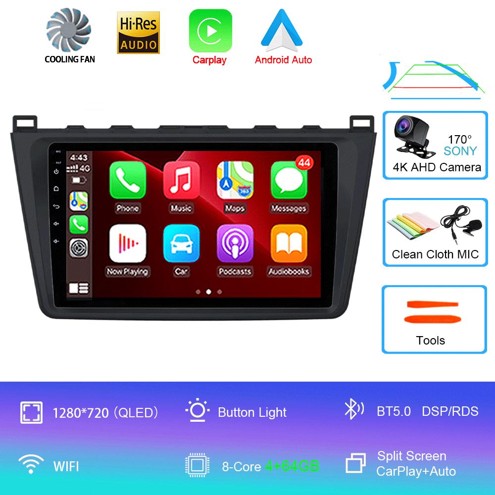 Android14 Carplay Автомагнитола для Mazda 6 GH 2007 2008 2009 2010 2011 2012 Мультимедиа GPS Видеоплеер Стерео 2din Головное Устройство