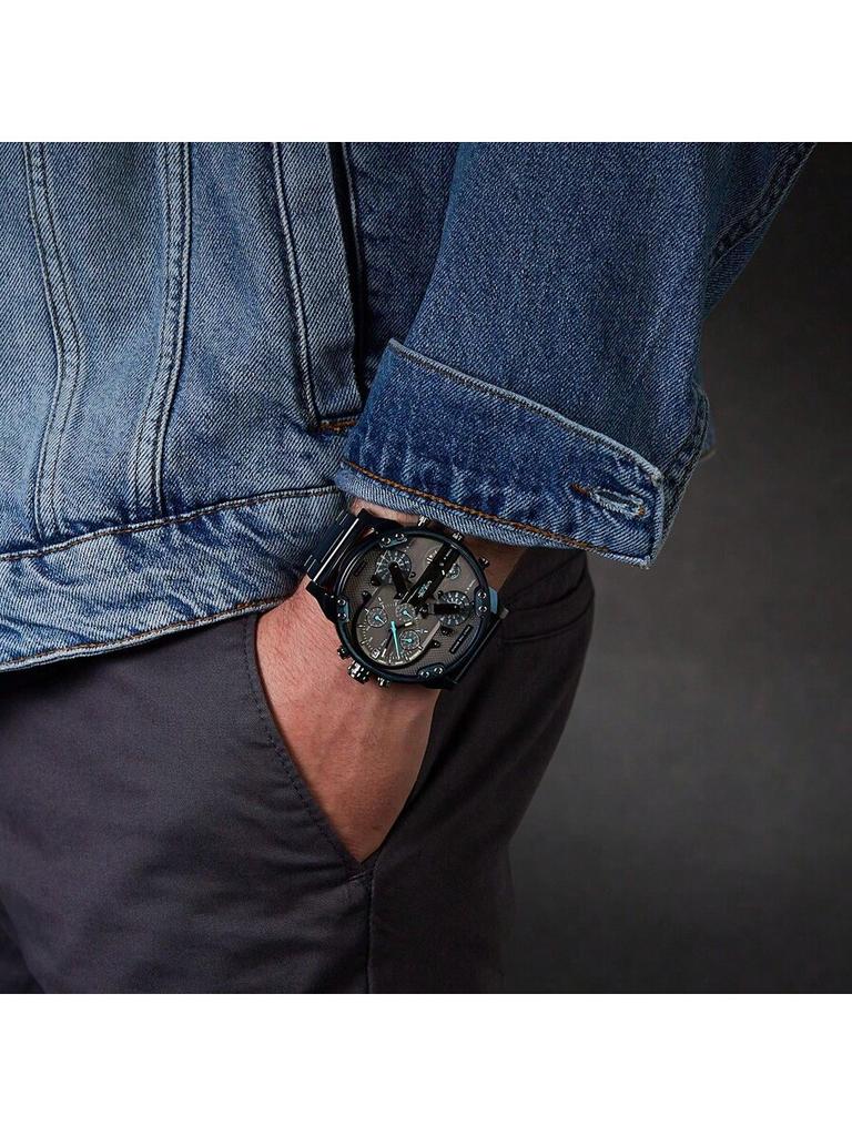 Diesel Мужские часы с четырьмя часовыми поясами 57 мм – Стальной браслет, Готовы для спорта и бизнеса, Заявление от дня к ночи – DZ7414