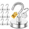 [32mm Diameter - Pack of 6] Strong Stainless Steel Magnetic Hooks, Rust-Resistant, Silver, 36kg Vertical Load Capacity, Neodymium Magnets, for Kitchen