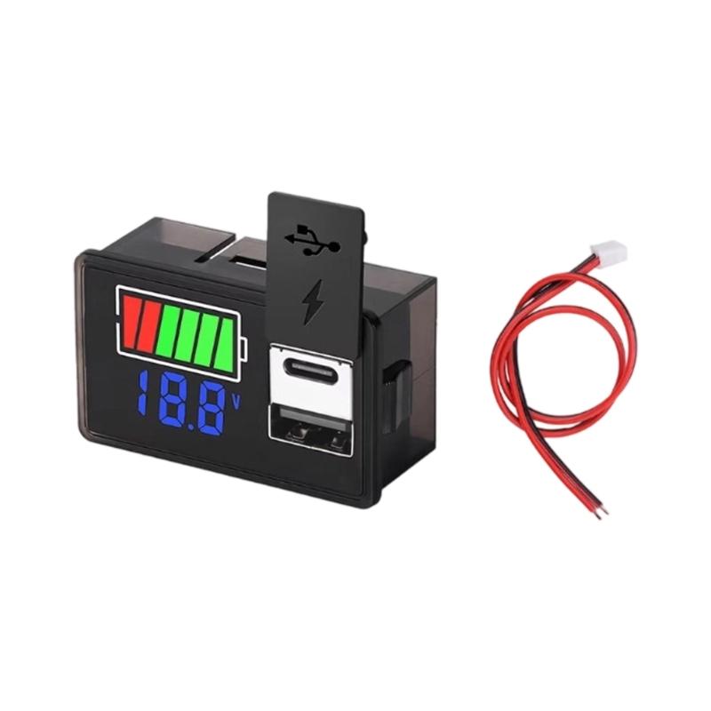 USB/Type C Port Battery Charge Indicator Meter For Leads Acid Lithiums Batteries Real Time Voltages Monitoring Devices