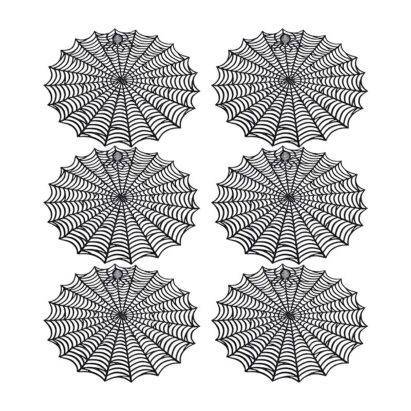 Efficient PVC Spiders Web Table Mats Halloween Theme Dining Accessories Specters Theme Dinner Party Decoration Items