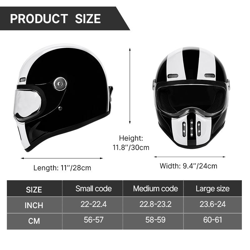 Новые Модные Ретро Мотоциклетные Шлемы Стекловолоконный Корпус Винтажный Cafe Racer Полный Шлем из Стекловолокна для Мотокросса Скутера