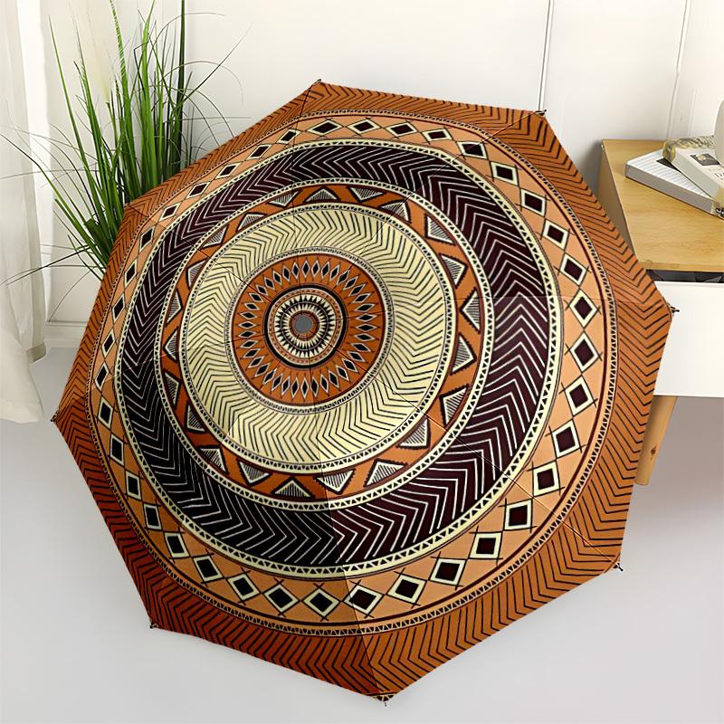 1pc Mandala Pattern Automatic Opening/Closing Folding Umbrella with 8 Ribs,Portable Sunshade Umbrella Birthday and Holiday gifts yy251231087