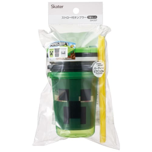 Skater Стакан с трубочкой 3 штуки 320 мл Minecraft Сделано в Японии SIH3ST-A