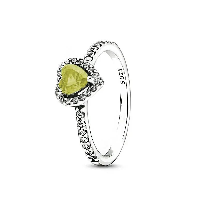 Кольцо из стерлингового серебра 925 пробы, красное кольцо с кристаллами в форме сердца, подойдет очаровательным дамам в качестве аксессуаров, ювелирные изделия своими руками в качестве подарков