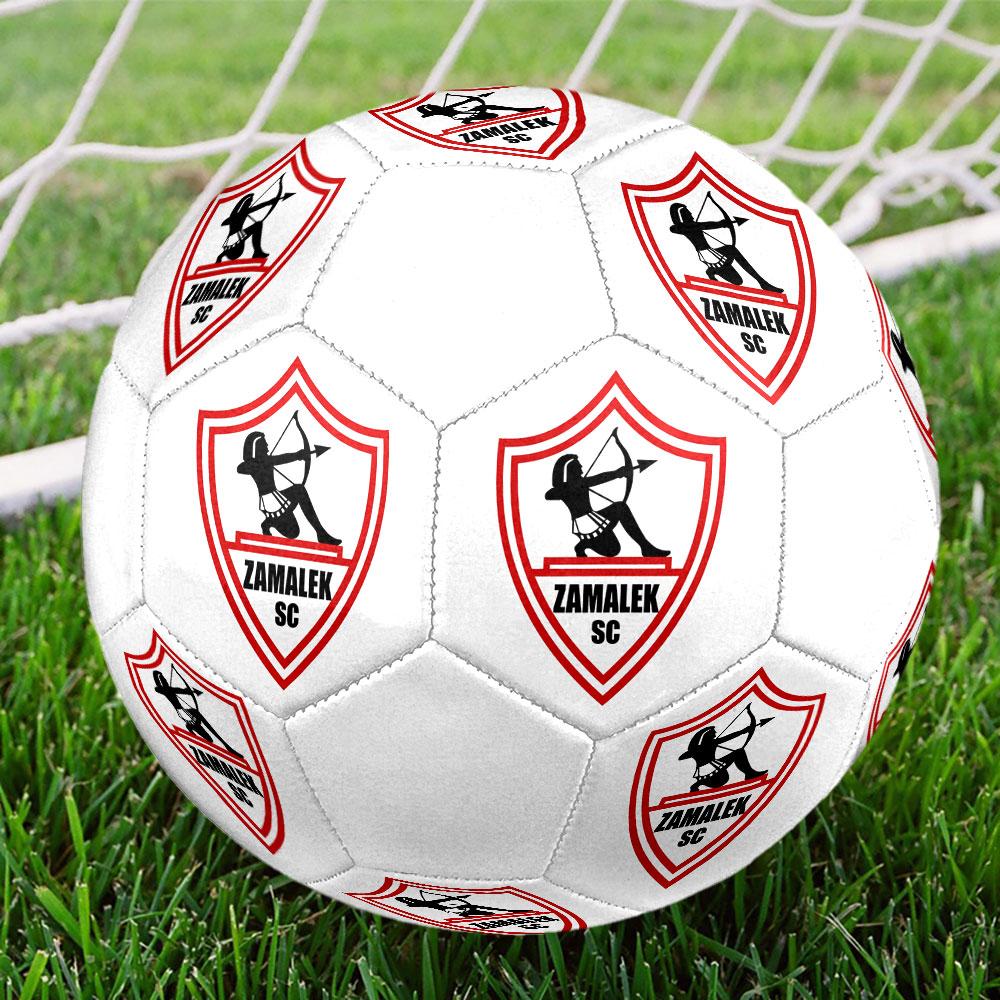 Zamalek SC logo Size 5 Soccer Ball, Machine-Stitched PVC, Durable & High Bounce, All Ages Fit, fan merchandise, matches & outdoor use.