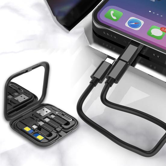 Многослотовый держатель для телефона, функция хранения кабеля, ящик для хранения с зеркалом для макияжа, быстрая зарядка, U-образный контейнер для хранения дисков для дома