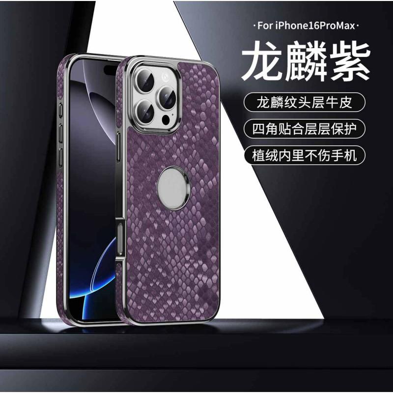 Premium Genuine Leather IPhone Case With Magnetic Snap Dragon Scale Texture 14 To 17 Pro Max