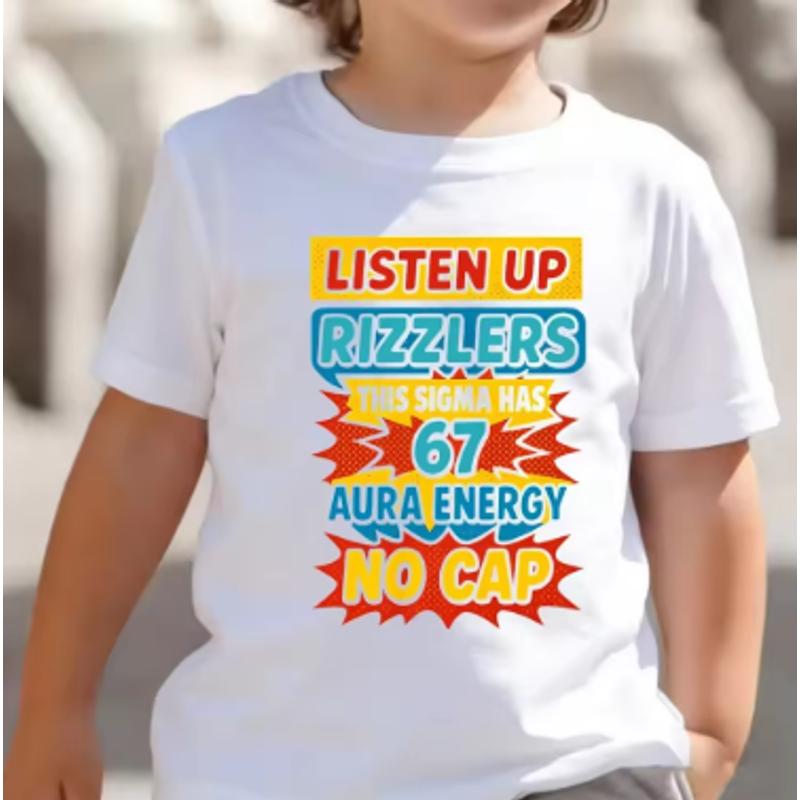 Kids 67 Themed Colorful Print TShirt Soft Cotton Fabric Breathable and Comfortable Ideal for Toddlers and Childrendf0385