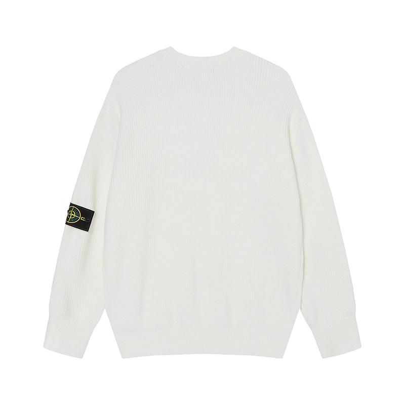 STONE 25FW Unisex Ribbed Badge Crew Neck Knitwear Sweater