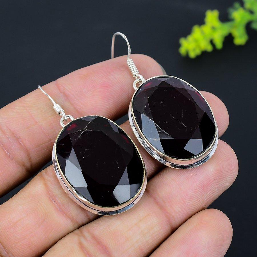 Серьги из стерлингового серебра 925 пробы с натуральным мозамбикским гранатом, 1,97 дюйма, w2E06