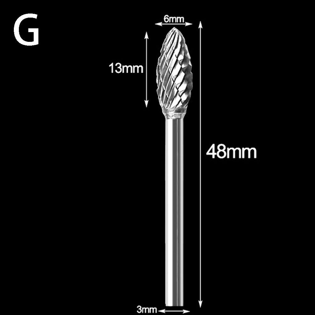 3mm Tungsten Carbide Rotary Files Hard Alloy Rotary Bur Drill Bit For Wood Carving Deburring Grinding Sculpting Engraving Cutter