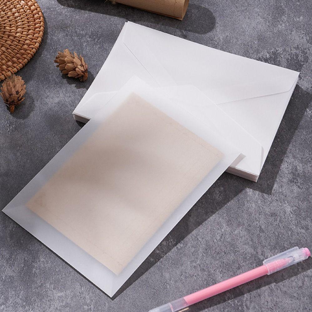 50Pcs/Pack Matte Frosted Vellum Paper Envelopes Simple Wedding Invitation Pouch for Photos Storing