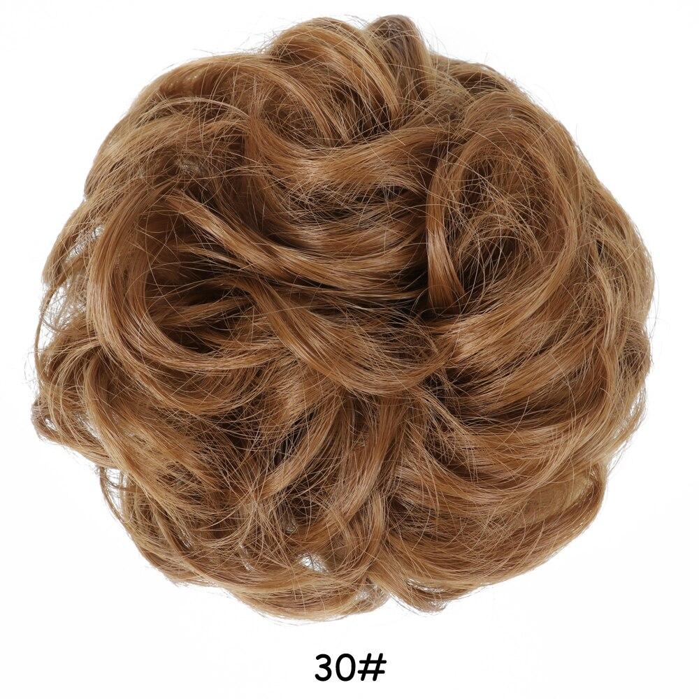 MISS WIG Women Messy Chignon Donut Hair Bun Fake Hair Elastic Chignon Synthetic Fiber Hairpiece Gray Black Brown Color