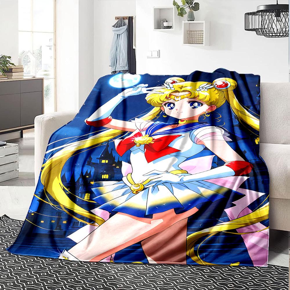 1pc Moonlit Sailor Magic flannel Blanket for Super Soft Cute Comfort Blanket for Travel Bedding Couch Sofa Blanket Y73025