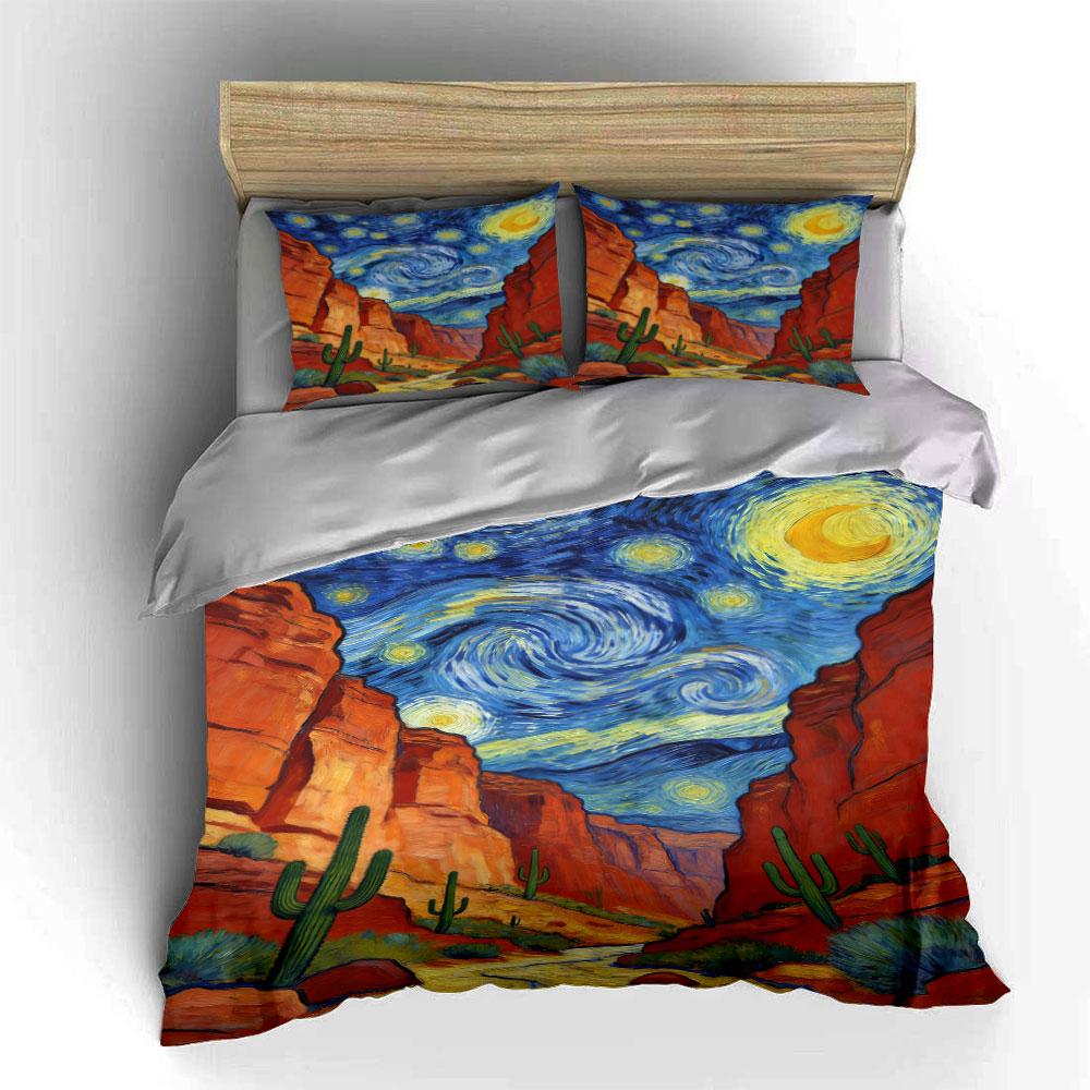 Swirling sky, canyons, cacti. Bedding sets Duvet cover sets Duvet covers Pillowcases(1 * Duvet Cover 2 * Pillowcases, without duvet insert)