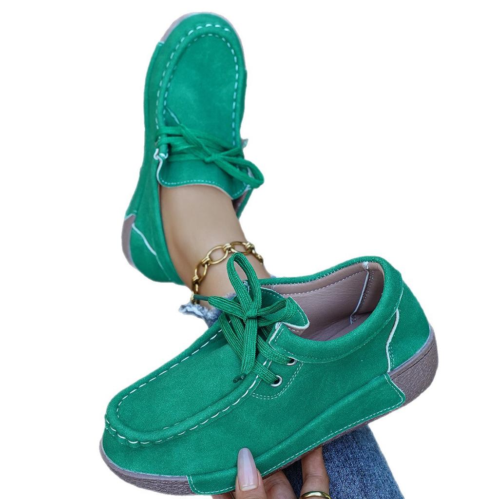 Fashion New Arrival Women Casual Shoes 2025 Suede Leather Flats Sneakers Lace Up Moccasins Ladies Shoes Fashion Loafers Plus Size 36-43
