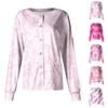 Women Long Sleeve Pattern Pocket Working Halloween Print Stand-up Collar Single-breasted Protective Overalls Cardigan Jacket Top
