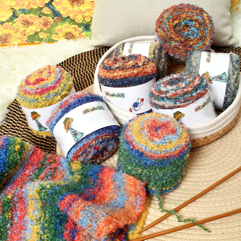 1 шт шерстяная нить модный вязаный шарф теплый цвет ручная работа градиент масляная живопись ретро стиль пряжа клубок