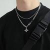 Hip Hop Zircon Star Double Layer Necklace For Men Women Trend Charm Titanium Steel Pendant Chain Unisex Jewelry Wholesale
