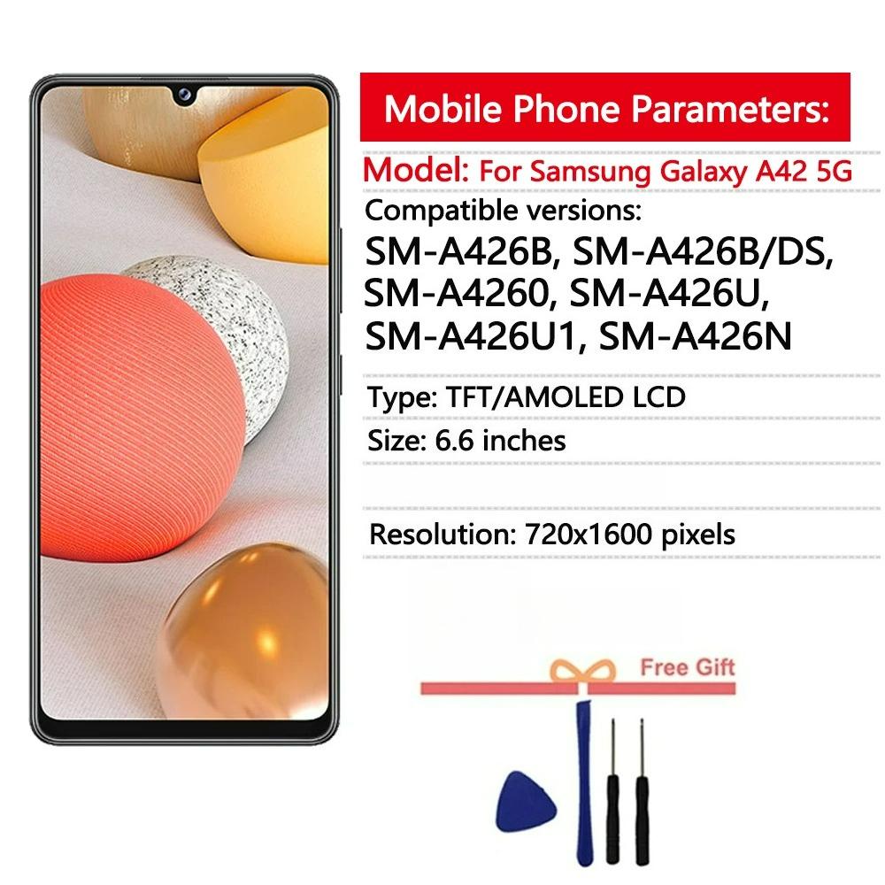 AMOLED Дисплей для Samsung Galaxy A42 5G LCD Дисплей Сенсорный Экран Дигитайзер Сборка для Samsung A42 A426B LCD Замена
