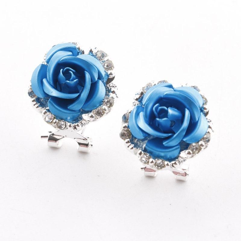 Women's Rose Shaped Alloy Stud Earring Austrian Earrings for Women Gift