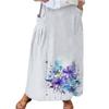 Women  Casual Loose Boho Elastic Waist A-Line Beach Flowy Swing Vacation Maxi Skirt With Pocket