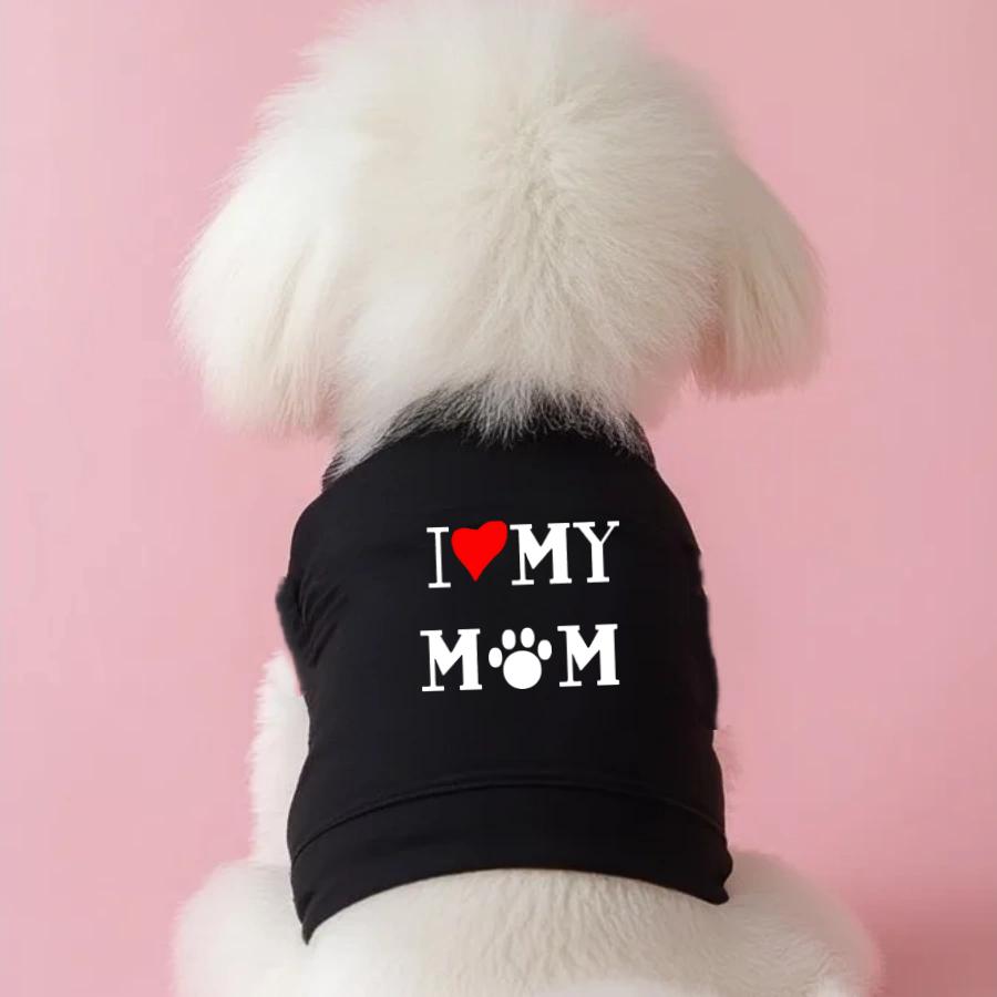 1 шт. I LOVE MY MM с принтом, рубашка с рукавами для питомца, мягкая футболка с рукавами для питомца на все сезоны