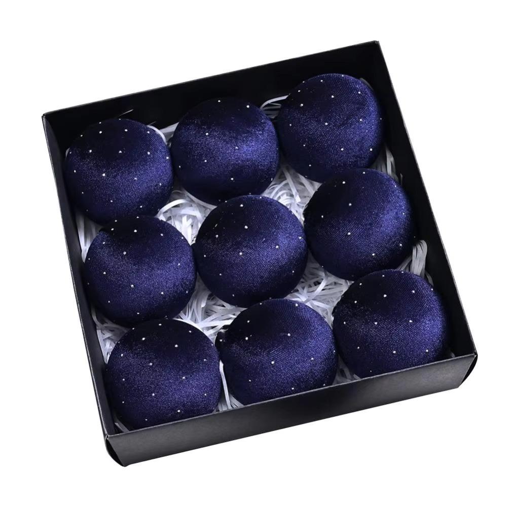 9pcs/set Flocking Velvet Christmas Balls Glitter Xmas Tree Pendant Christmas Spheres Party Favors