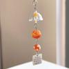 Y2K Orange Key Chain Wind Chimes Star Beaded Keyring For Phone Camera Earphone Case Charm Pendant Keycord
