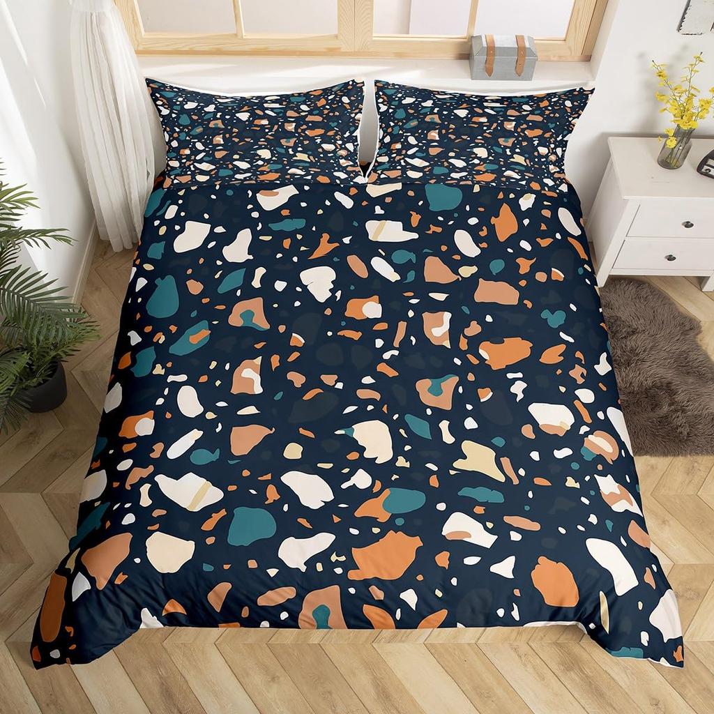 Colorful Modern Marbling Art Duvet Cover for Girls Women Girly Marble Bedding Set Rainbow Quilt Cover Watercolor Comforter Cover