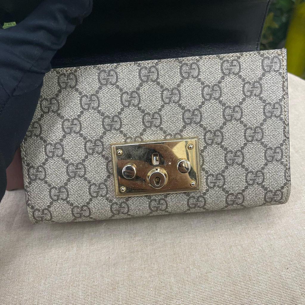 [Pre-Owned] Padlock Moonlight Treasure Box Series Metal Lock Logo Canvas And Leather Crossbody Bag Small - Very Good #1EGZMR3