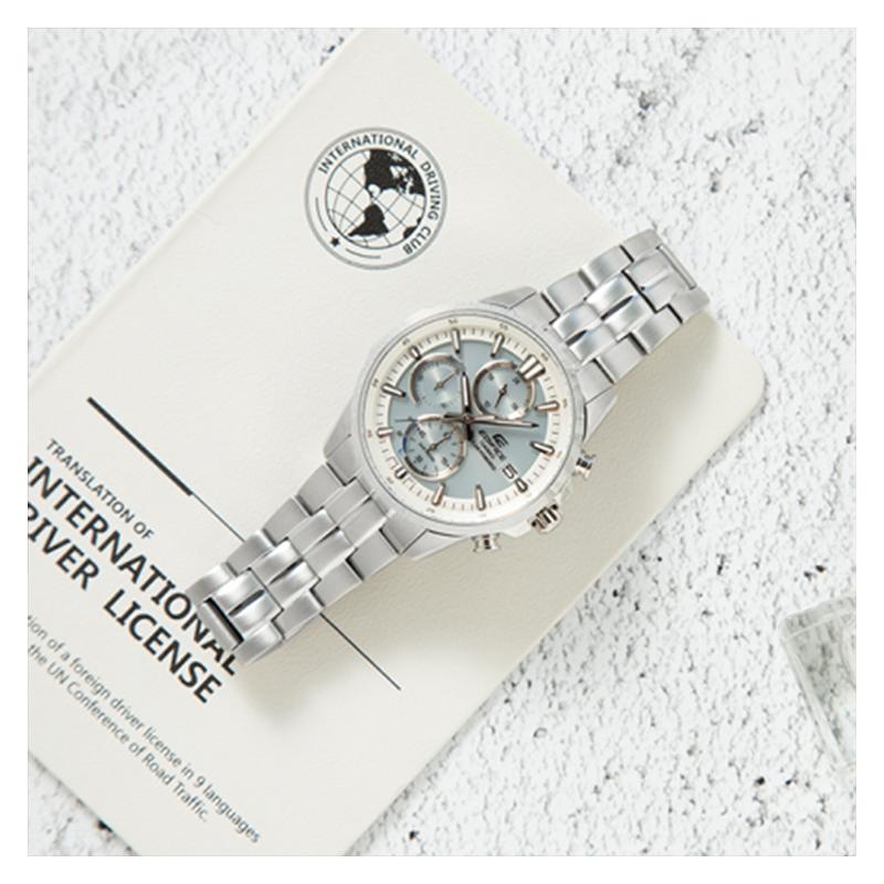 Casio Серия EDIFICE, на солнечной батарее, водонепроницаемые, сапфировое стекло, кварцевый механизм, стальной ремешок, японские и корейские часы, мужские часы, серебристый циферблат EFB-610SBD-7AVUPR