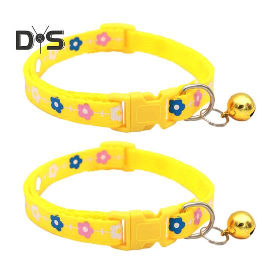 2 шт. ошейник для домашних животных с колокольчиком, цветочный дизайн, ошейник для кошек с пряжкой, регулируемый ошейник для щенков, маленьких мальчиков, девочек, котят, собак, маленьких животных