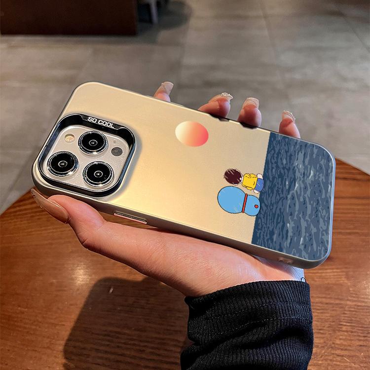 Cute Doraemon Cartoon Phone Case, Matte Hard Shockproof Protective Cover for iPhone, Lovely Anime Girly Stylish Shell