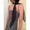 Y2K Black Polka Dot Rose Irregular Long Scarf - Sexy, Versatile Millennial Style for Bloggers