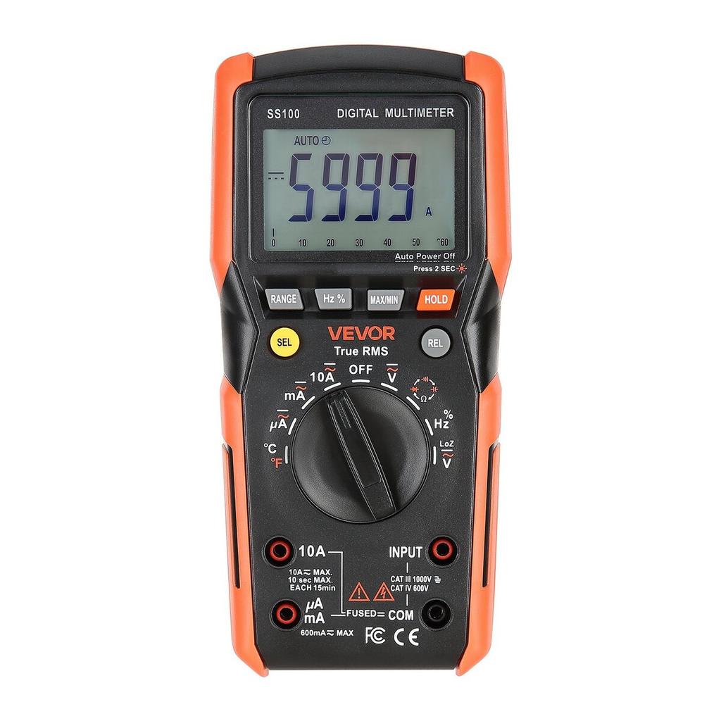 Digital Multimeter, 6000-Count TRMS DC/AC Voltmeter Current Tester, Auto-Ranging Multimeter for Current Voltage Resistance Capacitance Temperature