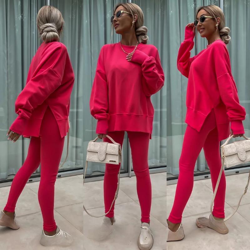 Женские повседневные узкие брюки свободный свитер комплект из двух предметов