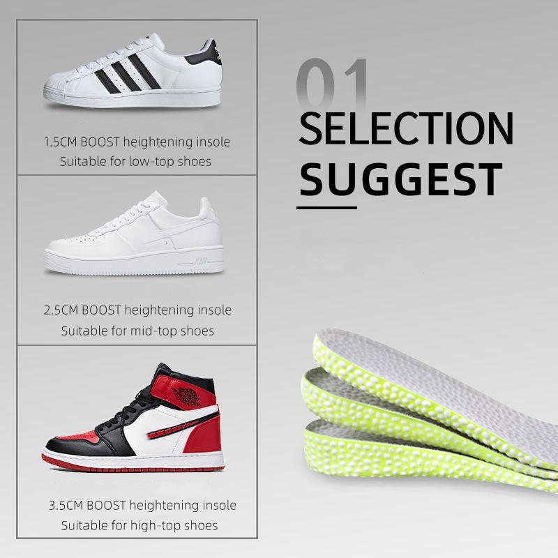 NO.8 Heightening Running Insole for Shoes PU Popped Rice Particle Foam Breathable Soft Hiking Protects Knees Templates Feet Men Women