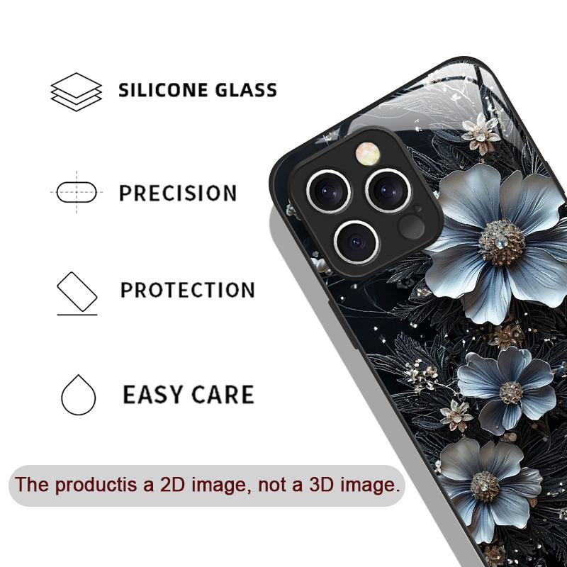 Стильный чехол из закаленного стекла с узором «Цветок лотоса» для iPhone 17 16 Pro Max 15 14 13 12 Mini 11 X XS MAX XR 7 8 Plus