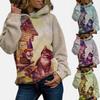Женская мода Принт кошки Толстовка с длинными рукавами Топы Блузка Свитер