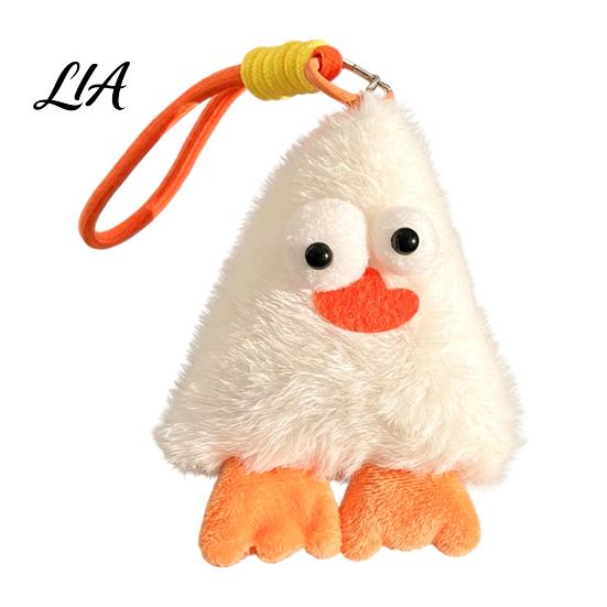 Fluffy Cartoon Hanging Ornament Cute Big-Eye Animal Plush Keychain, Triangle Monster Pendant for Stuffed Keychain Kids Backpack, Soft Bag Charm,