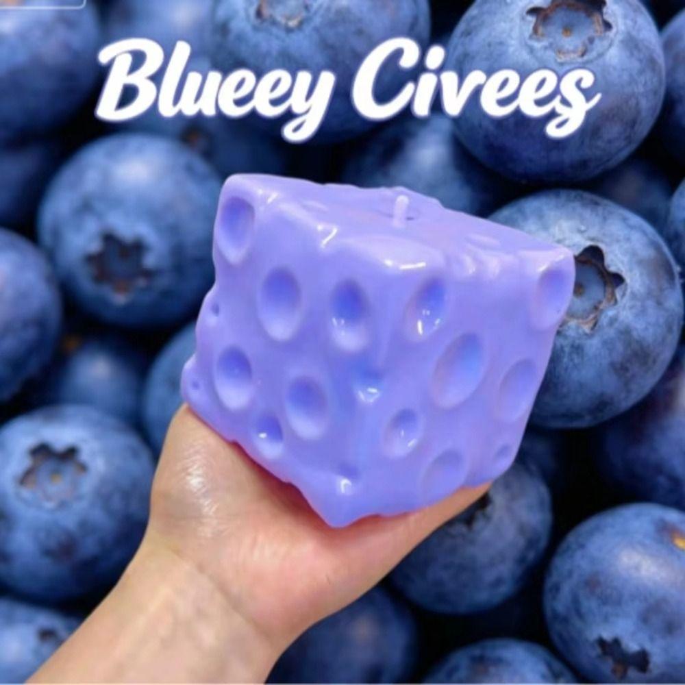 Shapeable Blueberry Cheese Squishy Non-Bounce Sensory Fidget Ball Cheese Cube Ball Xmas Gift