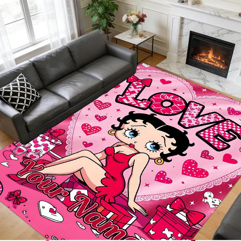 Crystal Velvet Rug Custom Name Text, Soft Non Slip Floor Mat Home DecorBetty Boop