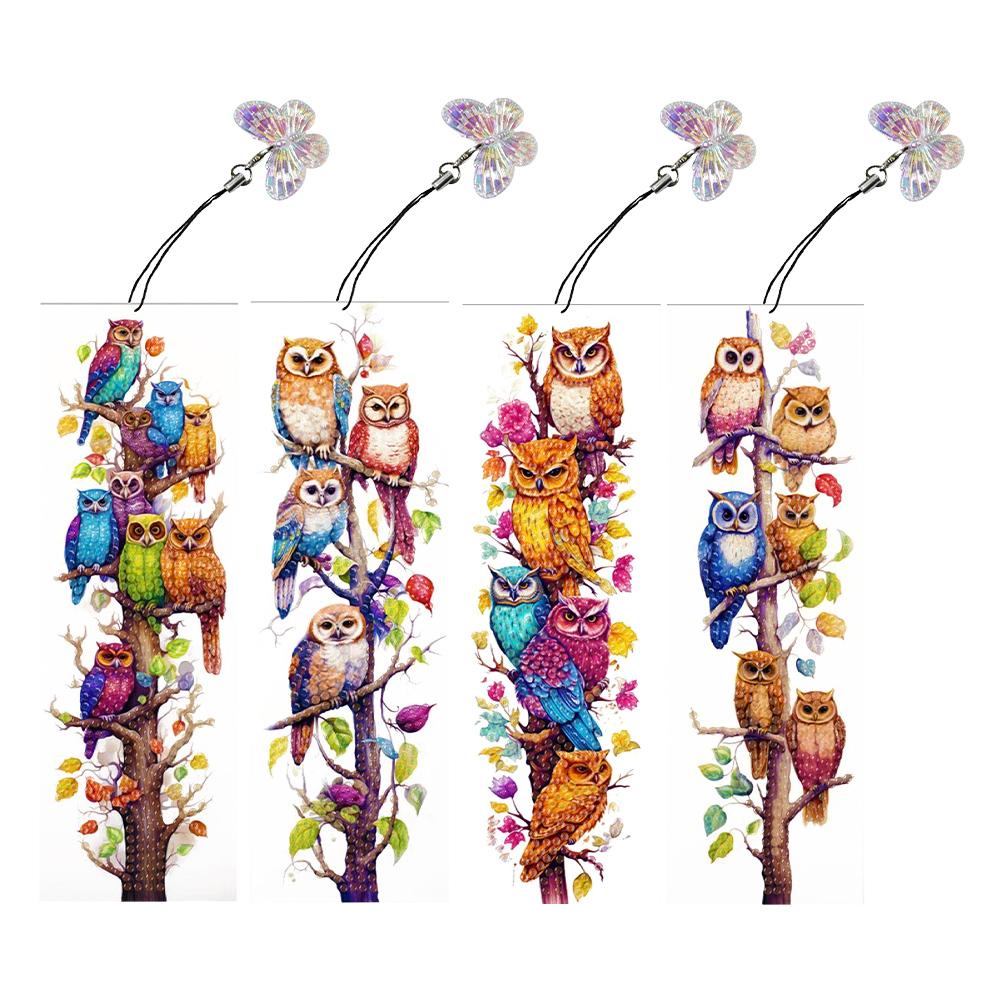 4Pcs Special Shape Bluebird Diamond Bookmark Art Projects DIY Bookmarks Diamond Painting Kits Diamond Art Bookmark with Pendant