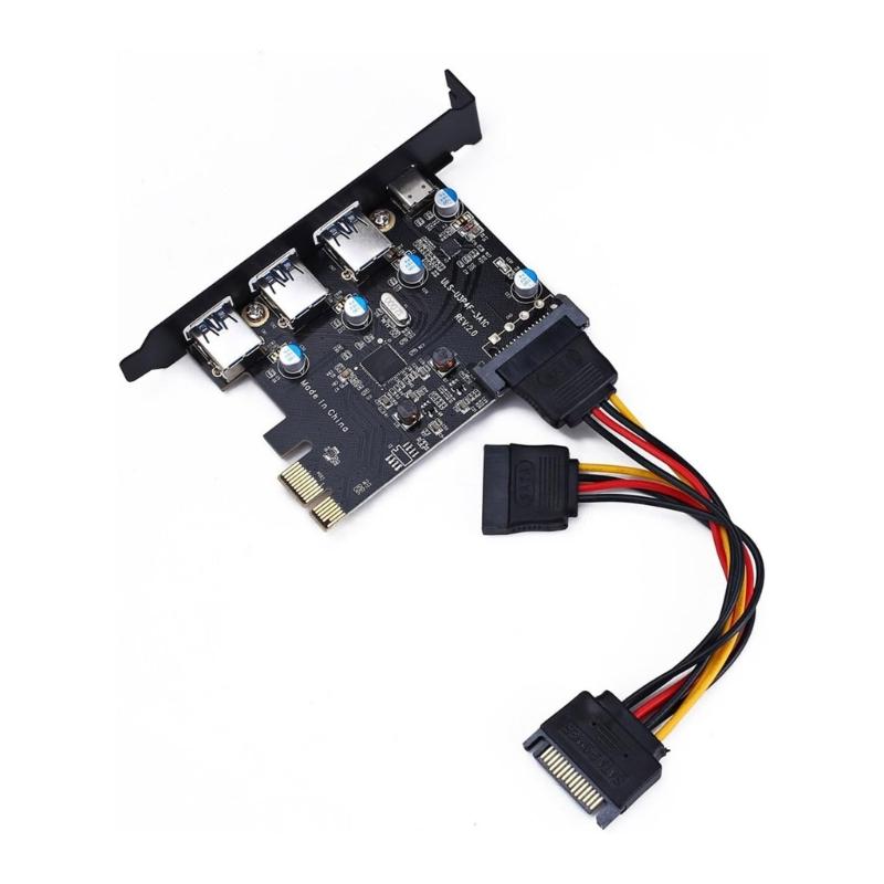 4-портовая PCI-E на 1x Type-C 3x Type-A USB3.0 4-портовая PCI-Express гостевая карта с внутренним 19-контактным разъемом